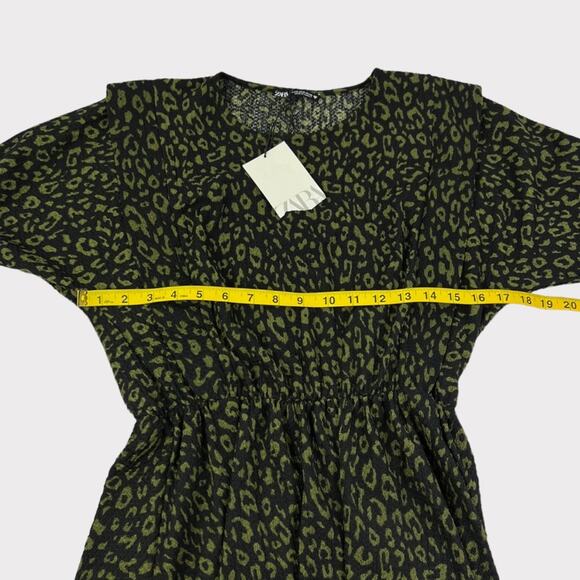 Zara Textured Leopard Print Ruffle Mini Dress Size Small NEW - Picture 5 of 8